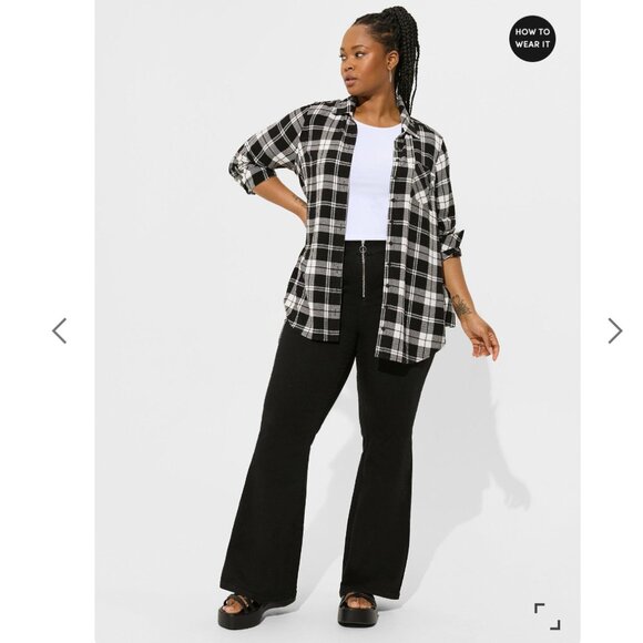 702. M/L - TORRID - Rayon Lizzie Crinkle Flannel Gauze Button Up Tunic Top NEW - Picture 6 of 6